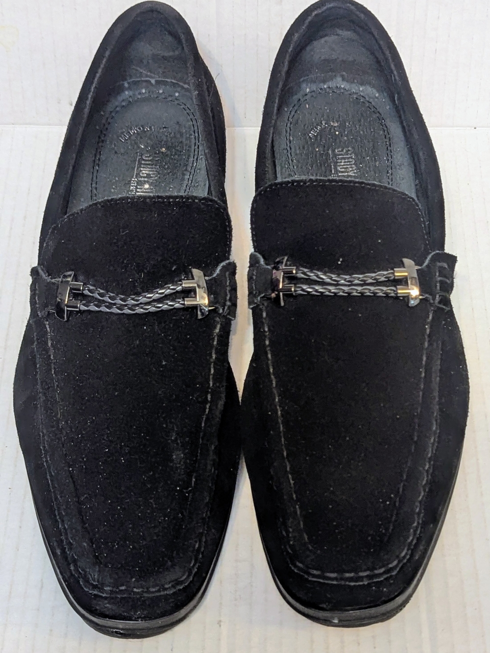 Men's Stacy Adams Black Suede Nesbit Moc-Toe Slip-On Loafers